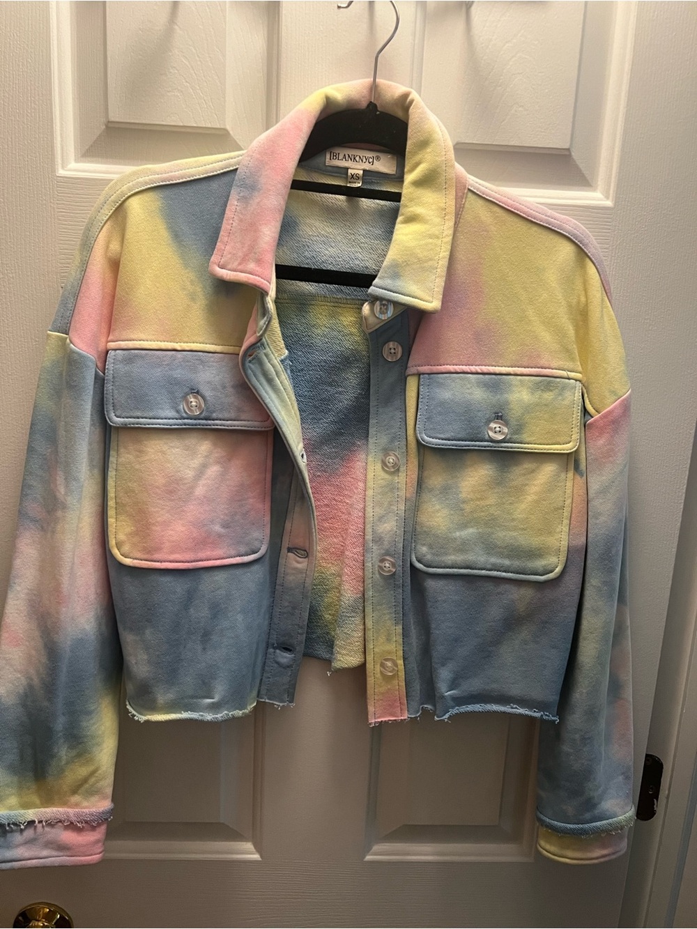 BlankNYC Pastel Tie-Dye Cropped Jacket - Multi